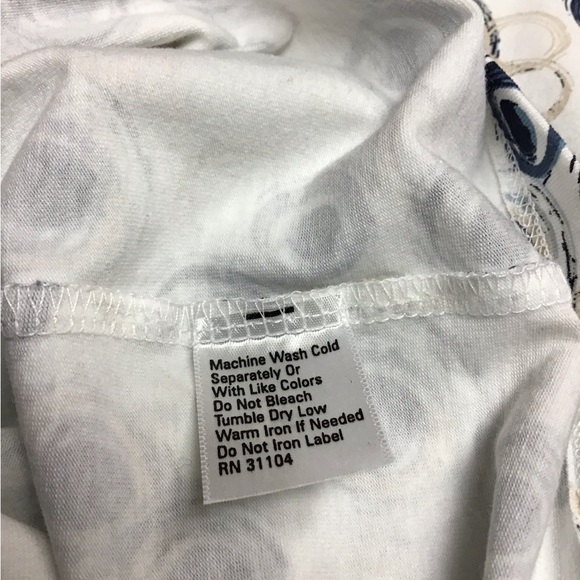 KIM ROGERS women’s crew neck short sleeve top sz L  circle print, blue and whit3 - Picture 4 of 5